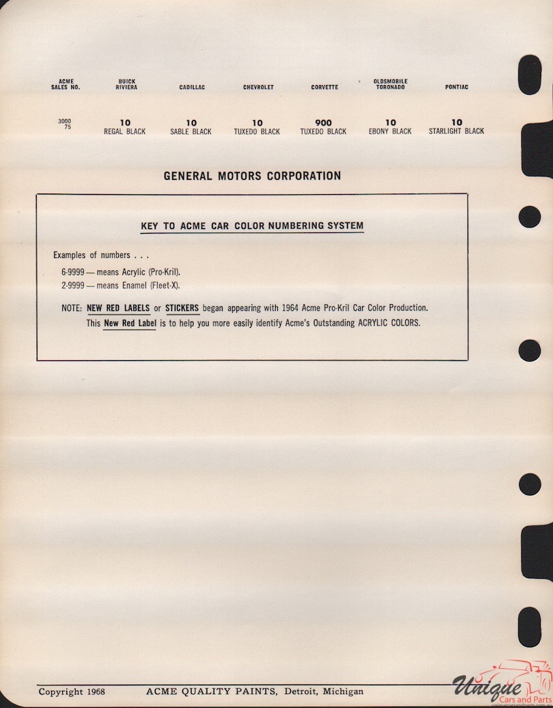 1969 General Motors Paint Charts Acme 7